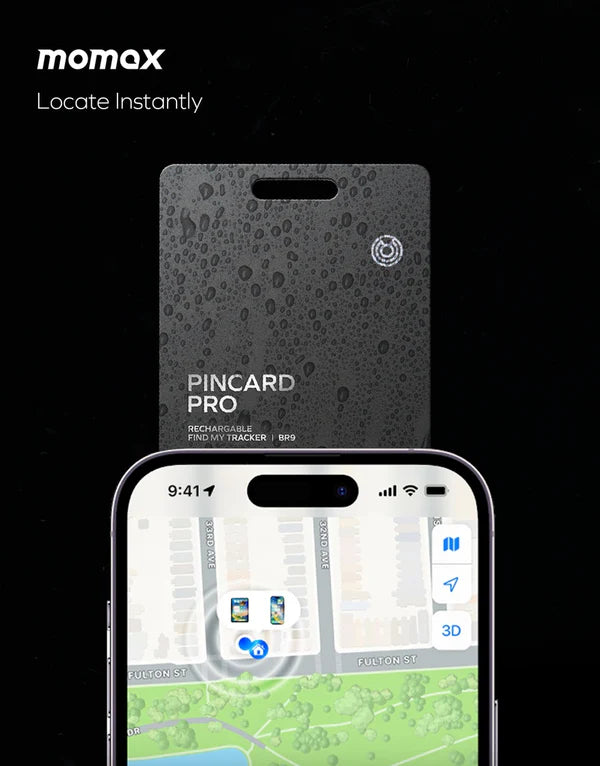 MOMAX PINCARD MINI FINDMY GPS TRACKER WITH WIRELESS CHARGING - Best Buy Tech