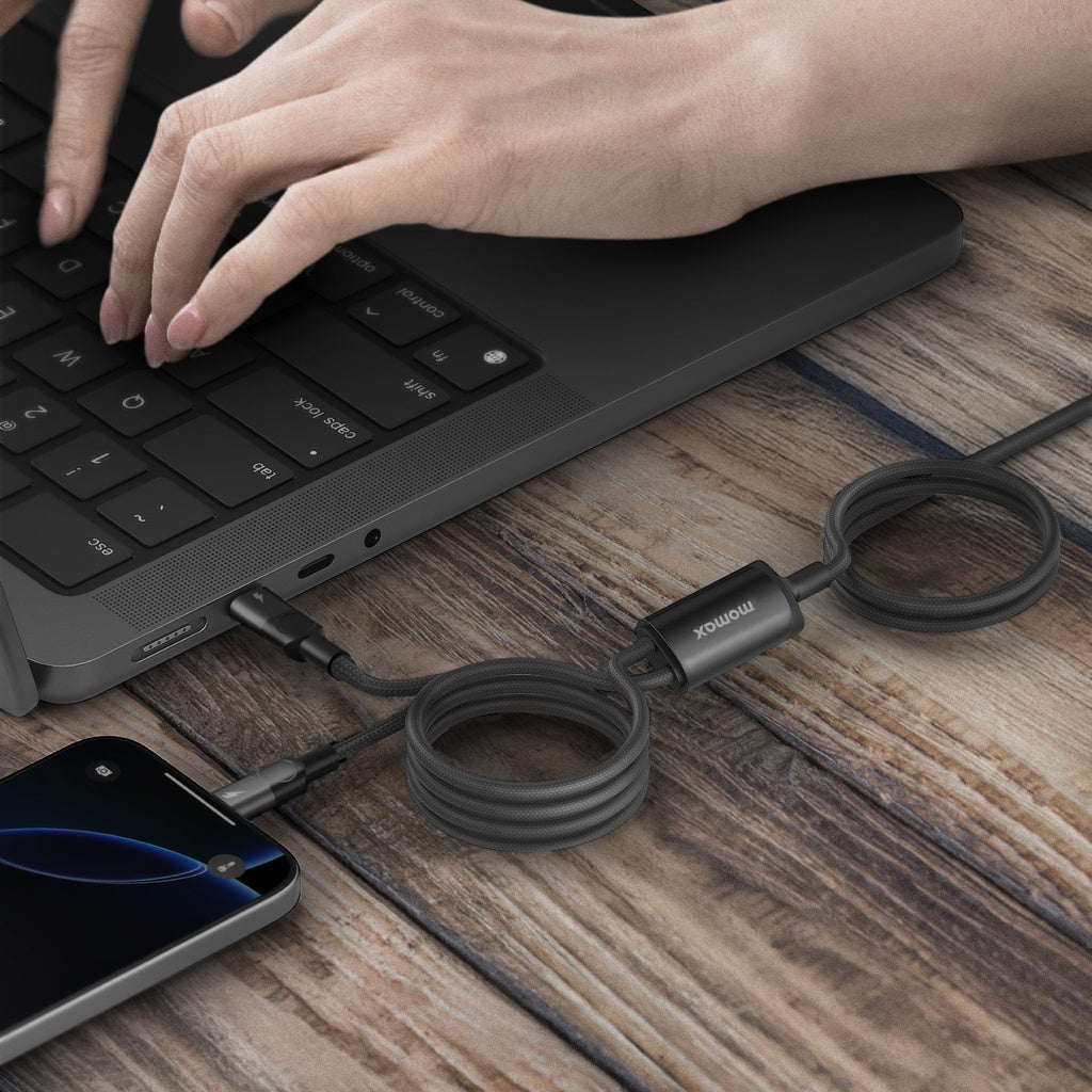 MOMAX MAG LINK 100W USB-C TO DUAL USB-C MAGNETIC CABLE 2M MOMAX MAG LINK 100W USB-C TO DUAL USB-C MAGNETIC CABLE 2M
