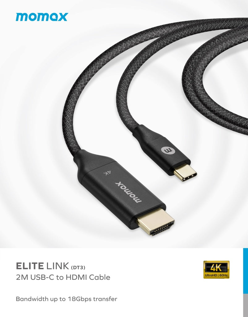 MOMAX ELITE LINK 4K USB-C TO HDMI 2M CABLE - Best Buy Tech