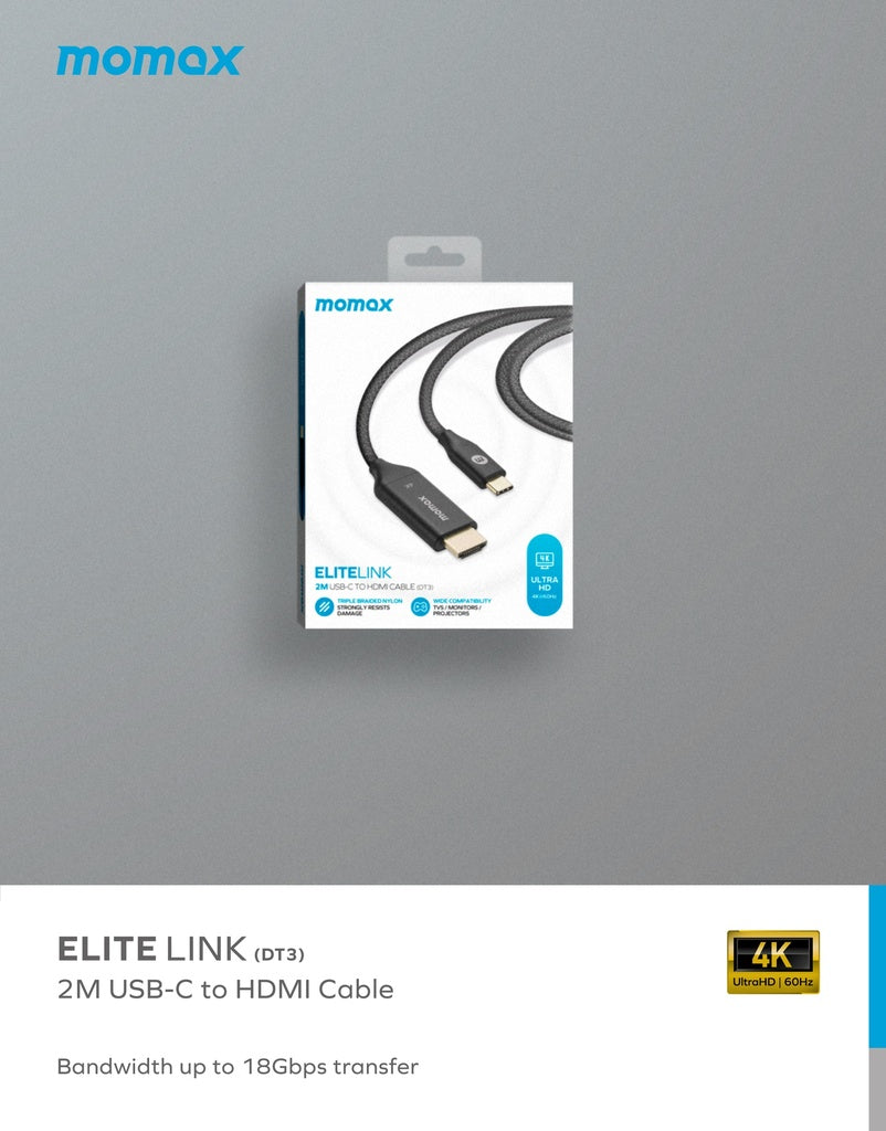 MOMAX ELITE LINK 4K USB-C TO HDMI 2M CABLE - Best Buy Tech