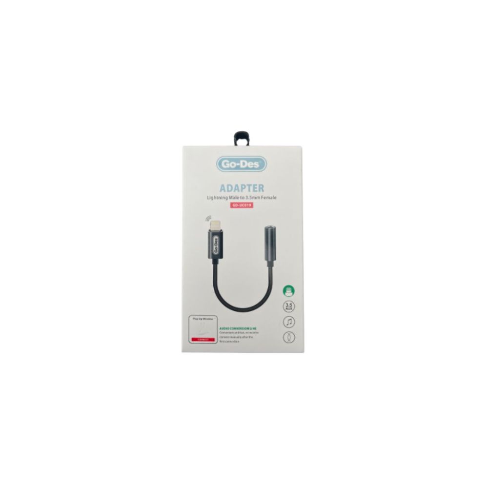 GO-DES ADAPTER LIGHTNING MALE TO 3.5MM FEMALE GO-DES ADAPTER LIGHTNING MALE TO 3.5MM FEMALE