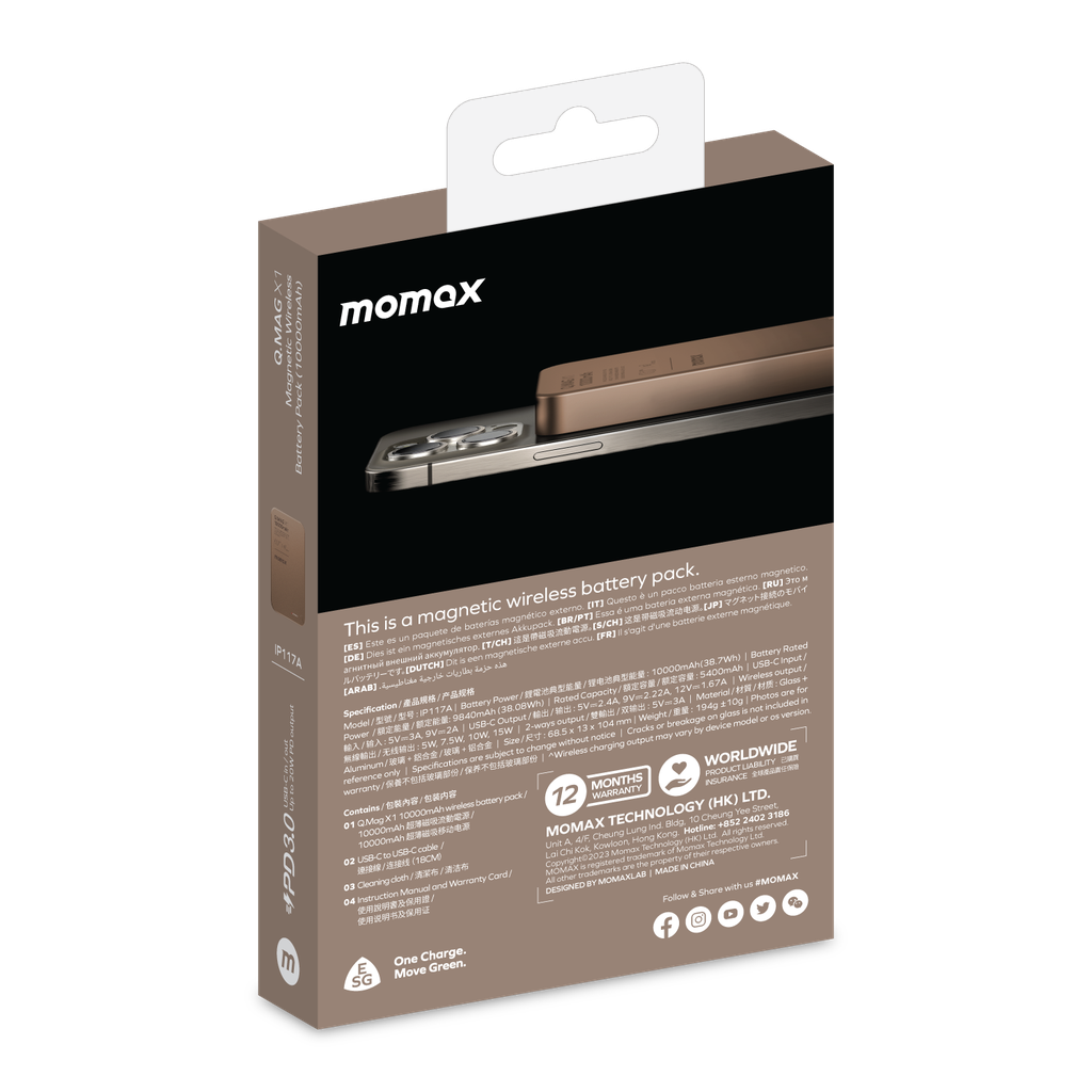MOMAX Q.MAG X1 10000mAh GEN2 15W MAGSAFE WIRELESS POWER BANK - Best Buy Tech