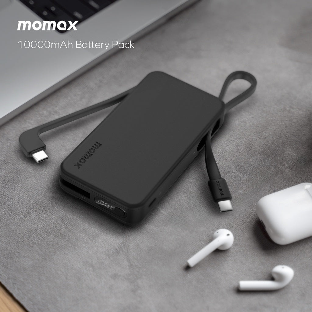 MOMAX 1-POWER VITAL+ 10000mAh POWER BANK WITH DUAL BUILT IN USB-C CABLE