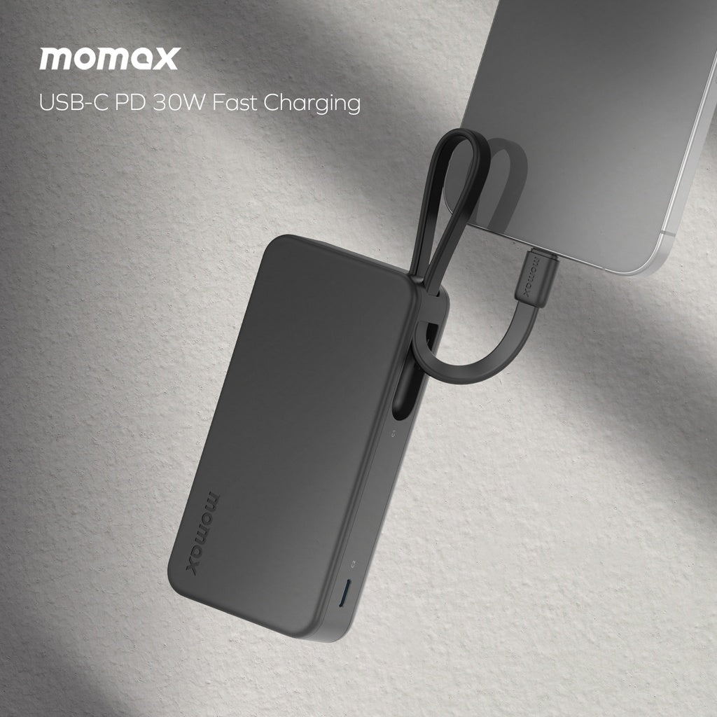 MOMAX 1-POWER VITAL+ 10000mAh POWER BANK WITH DUAL BUILT IN USB-C CABLE