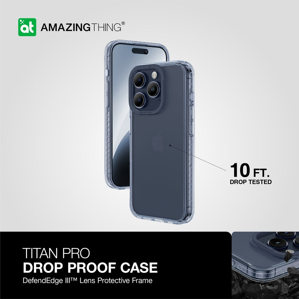 Amazingthing Titan Pro Drop Proof Case for iPhone 15 Pro - Dark Blue