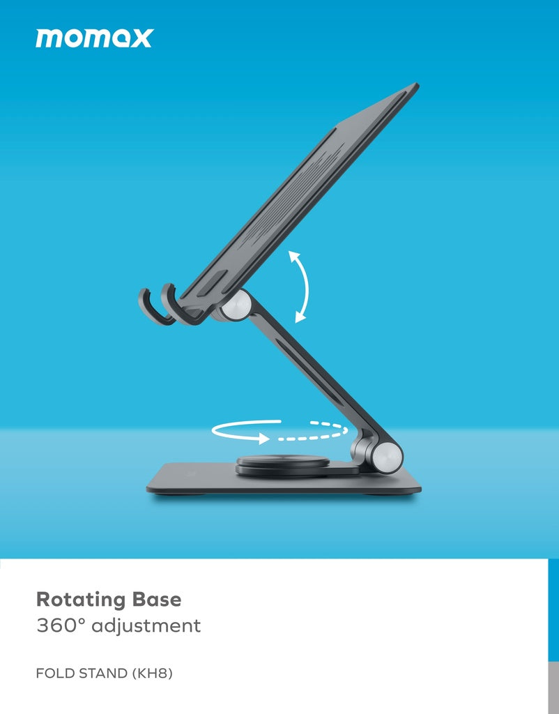 MOMAX FOLD STAND ADJUSTABLE TABLET AND LAPTOP STAND MOMAX FOLD STAND ADJUSTABLE TABLET AND LAPTOP STAND