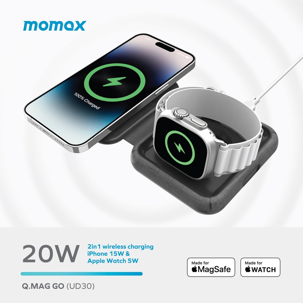 Momax Q. Mag Go 20w 2-in-1 Wireless Charger With Magsafe Momax Q. Mag Go 20w 2-in-1 Wireless Charger With Magsafe