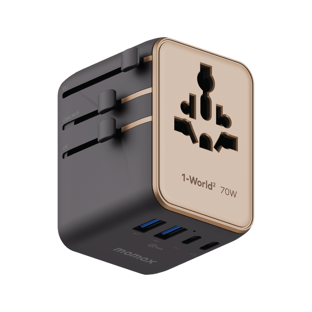 MOMAX 1-WORLD2 GAN 70W 5-PORT USB-C AC TRAVEL ADAPTOR MOMAX 1-WORLD2 GAN 70W 5-PORT USB-C AC TRAVEL ADAPTOR