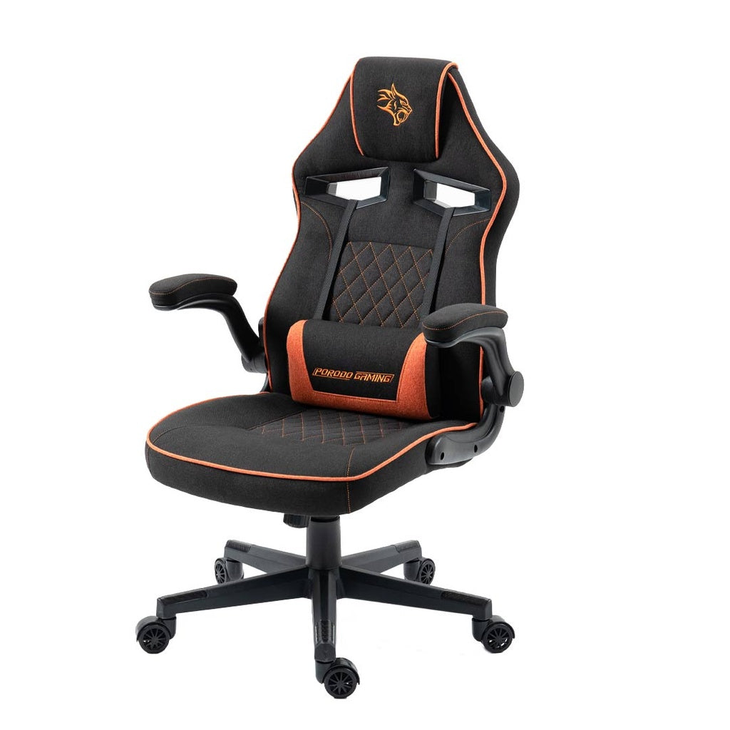 Porodo Gaming Chair PDX548 - Orange Flexible Headrest & Eco-Friendly Foam