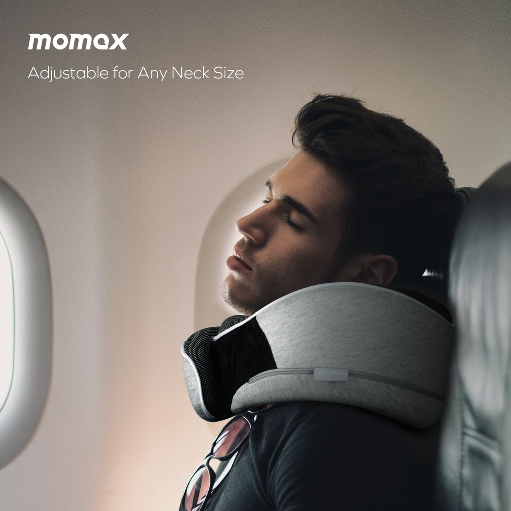 MOMAX 1-WORLD ERGONOMIC TRAVEL PILLOW Grey MOMAX 1-WORLD ERGONOMIC TRAVEL PILLOW Grey