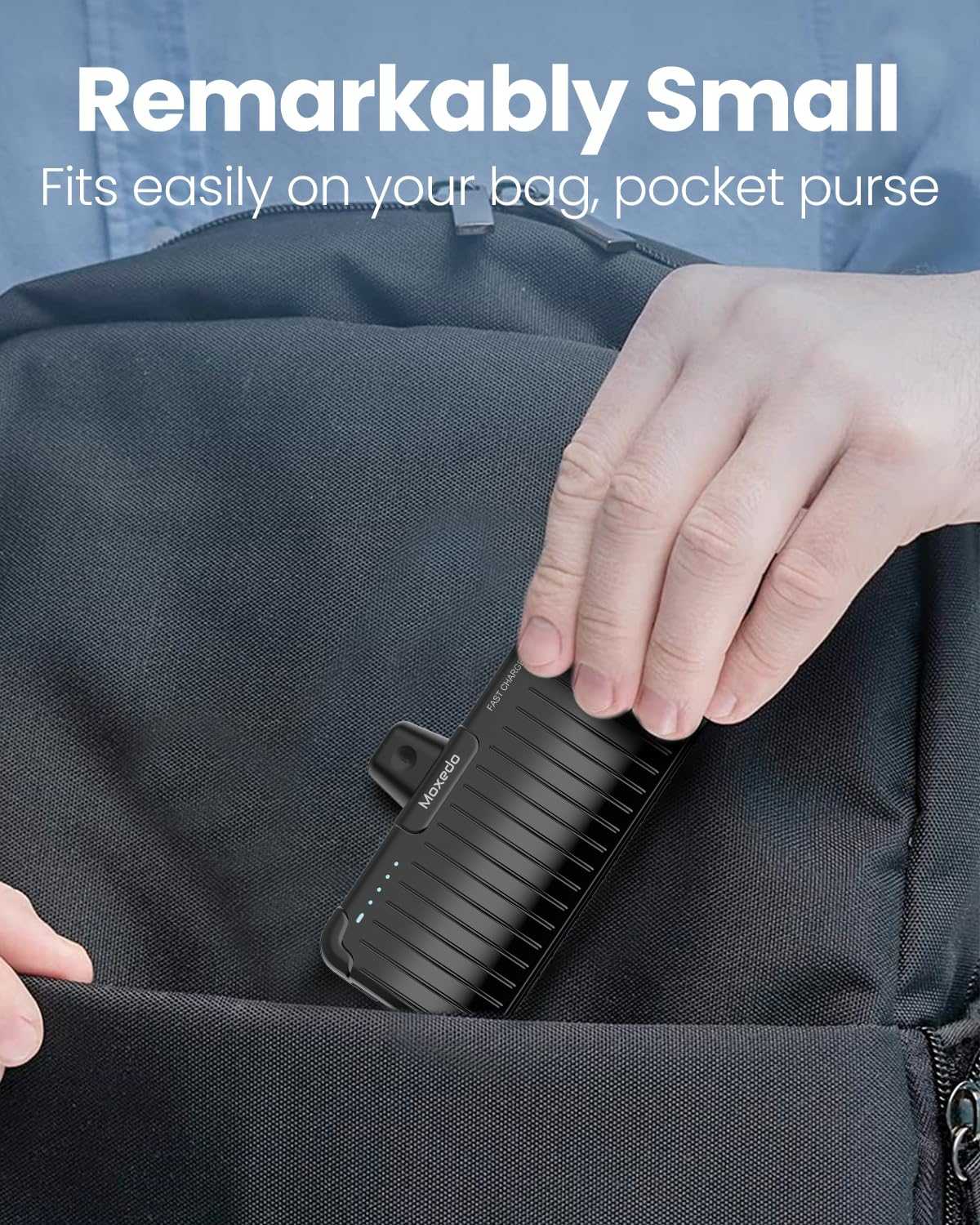 Moxedo Capsule Mini Lightning Power Bank 5000 MAH - Black