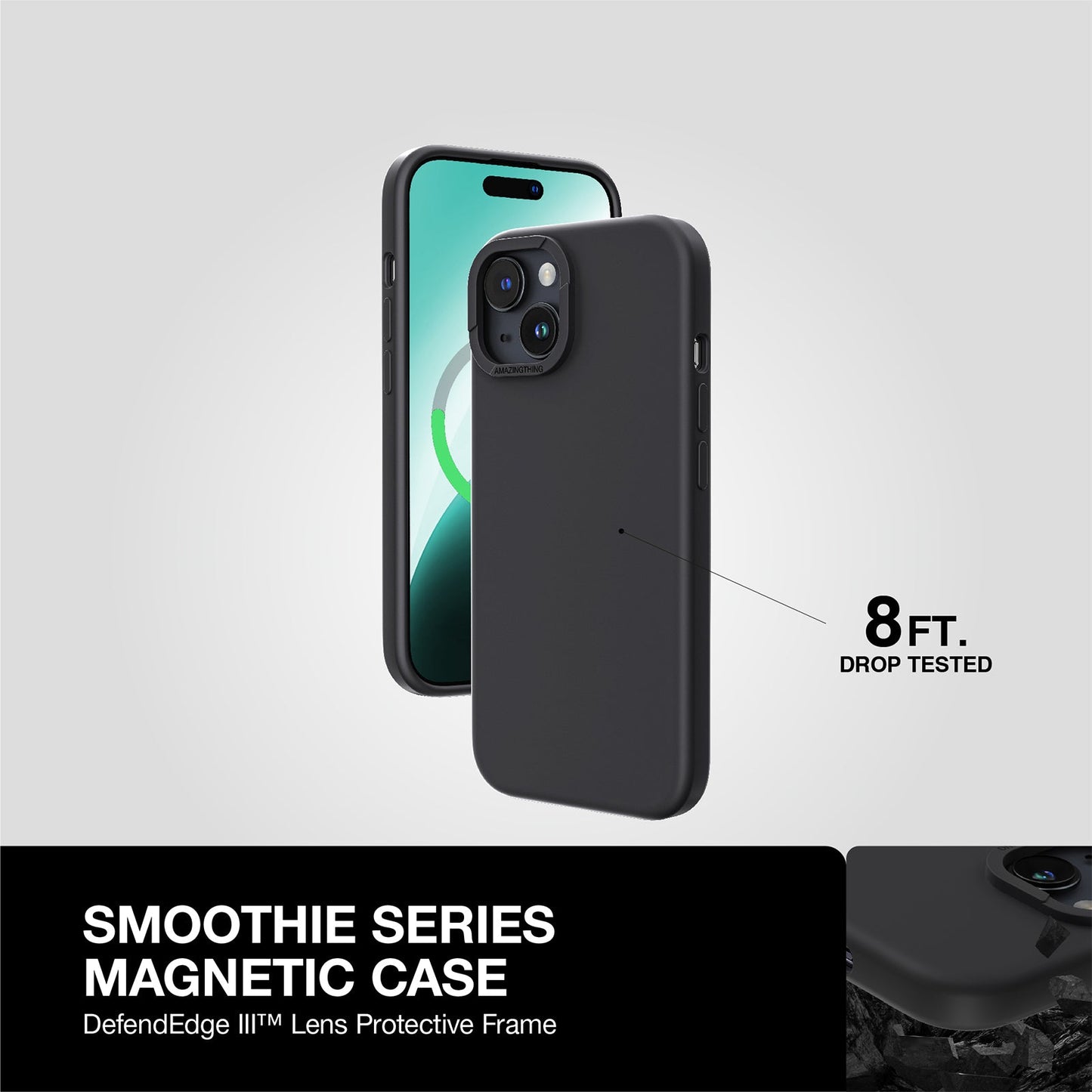 AMAZING THING SMOOTHIE MAGSAFE DROP PROOF CASE FOR IPHONE 15 6.1 2023 NEW BLACK - ALAMAT