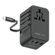 MOMAX 1-WORLD 70W GAN 3 PORT WITH BUILT-IN USB-C CABLE AC TRAVEL ADAPTOR - ALAMAT