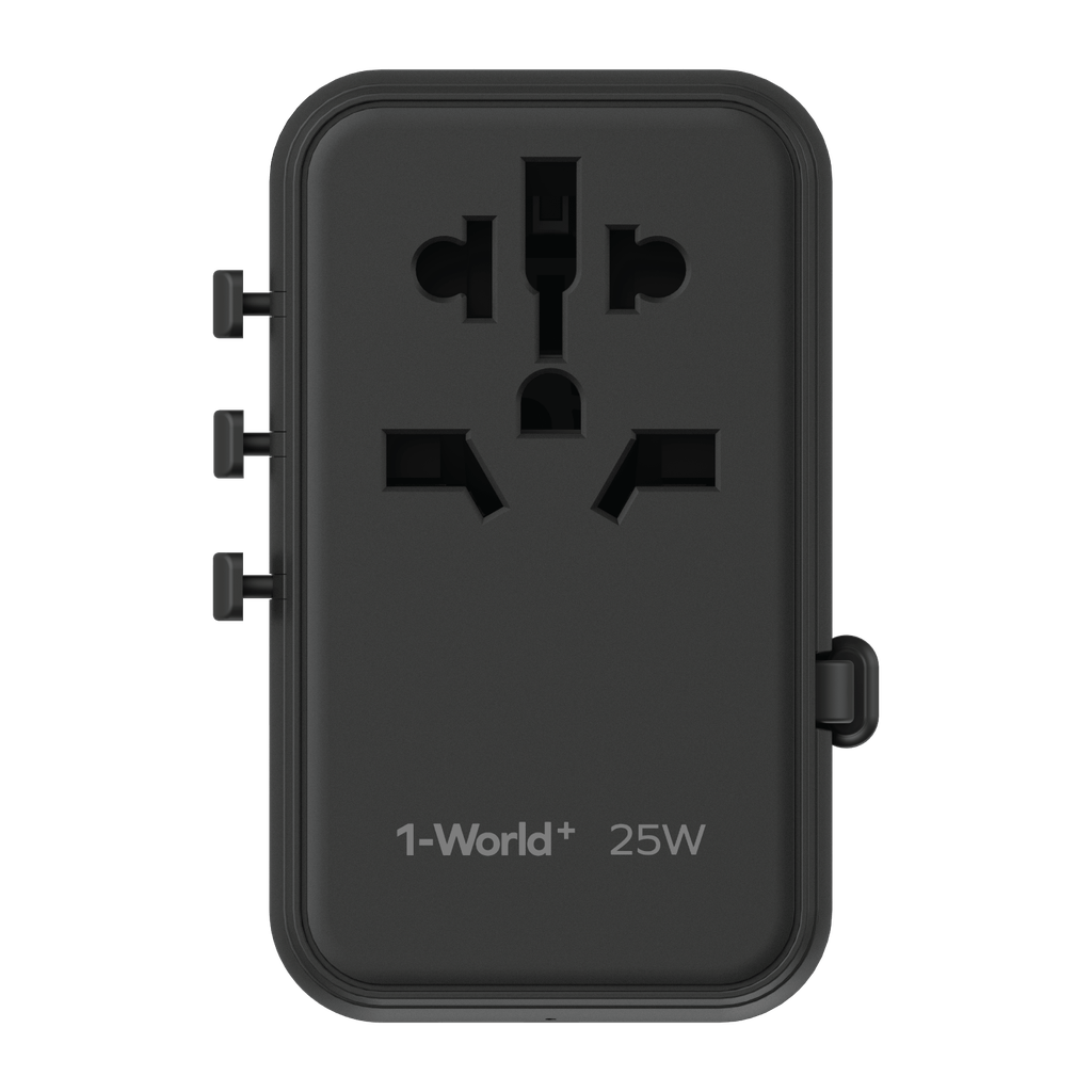 MOMAX 1-WORLD 25W 3 PORT WITH BUILT-IN USB-C CABLE AC TRAVEL ADAPTOR MOMAX 1-WORLD 25W 3 PORT WITH BUILT-IN USB-C CABLE AC TRAVEL ADAPTOR