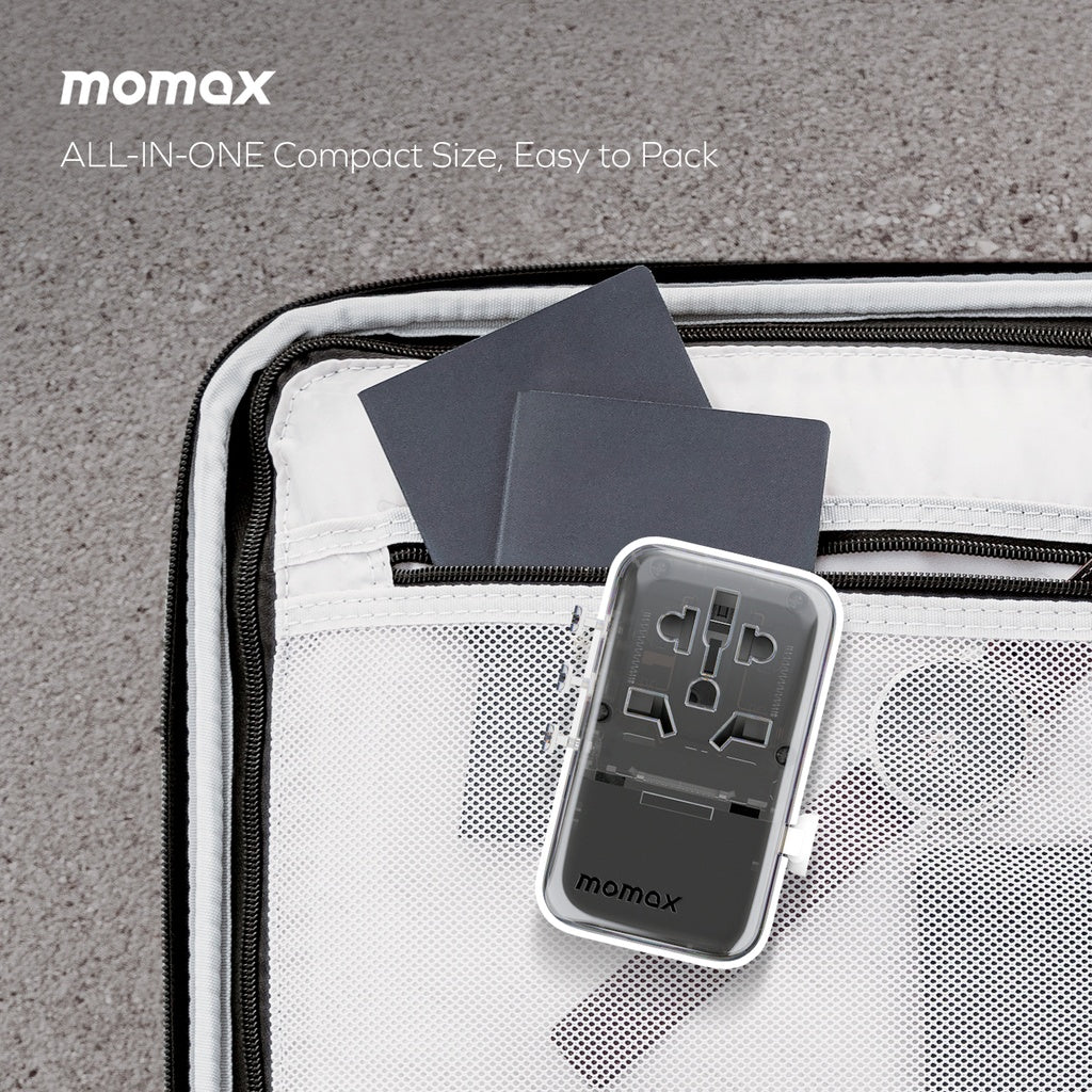 MOMAX 1-WORLD FLOW 35W 4 PORT WITH BUILT-IN USB-C CABLE TRAVEL ADAPTOR (Whte) MOMAX 1-WORLD FLOW 35W 4 PORT WITH BUILT-IN USB-C CABLE TRAVEL ADAPTOR (Whte)