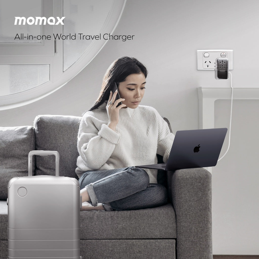 MOMAX 1-WORLD FLOW 35W 4 PORT WITH BUILT-IN USB-C CABLE TRAVEL ADAPTOR (Whte) MOMAX 1-WORLD FLOW 35W 4 PORT WITH BUILT-IN USB-C CABLE TRAVEL ADAPTOR (Whte)