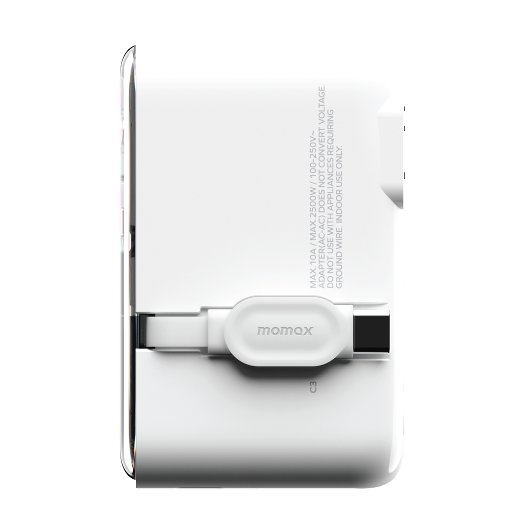 MOMAX 1-WORLD FLOW 35W 4 PORT WITH BUILT-IN USB-C CABLE TRAVEL ADAPTOR (Whte) MOMAX 1-WORLD FLOW 35W 4 PORT WITH BUILT-IN USB-C CABLE TRAVEL ADAPTOR (Whte)