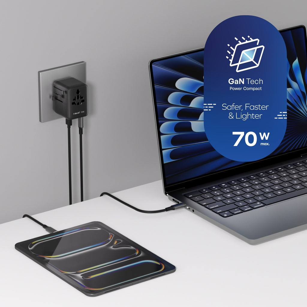 MOMAX 1-WORLD2 GAN 70W 5-PORT USB-C AC TRAVEL ADAPTOR MOMAX 1-WORLD2 GAN 70W 5-PORT USB-C AC TRAVEL ADAPTOR