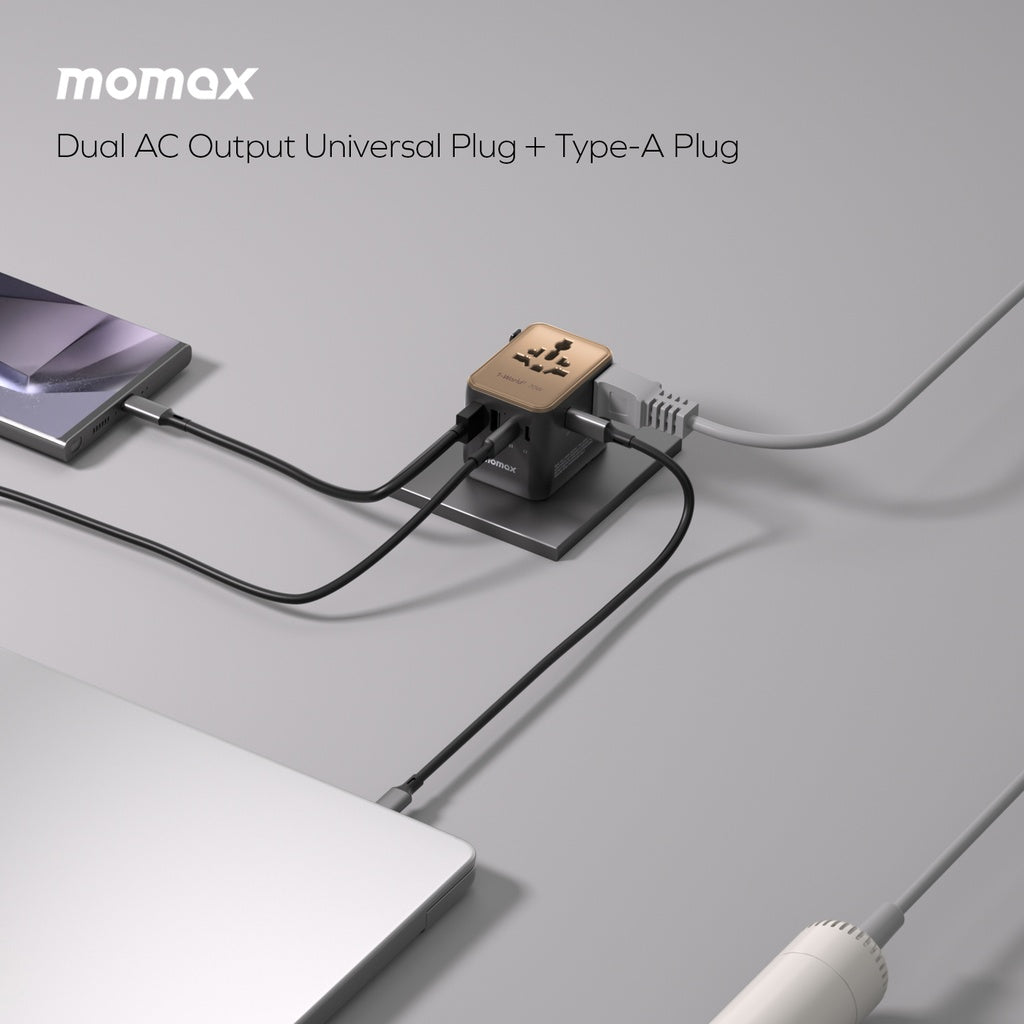 MOMAX 1-WORLD2 GAN 70W 5-PORT USB-C AC TRAVEL ADAPTOR MOMAX 1-WORLD2 GAN 70W 5-PORT USB-C AC TRAVEL ADAPTOR