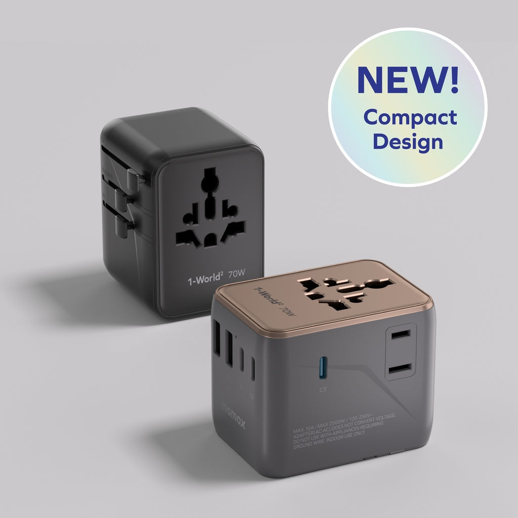 MOMAX 1-WORLD2 GAN 70W 5-PORT USB-C AC TRAVEL ADAPTOR MOMAX 1-WORLD2 GAN 70W 5-PORT USB-C AC TRAVEL ADAPTOR