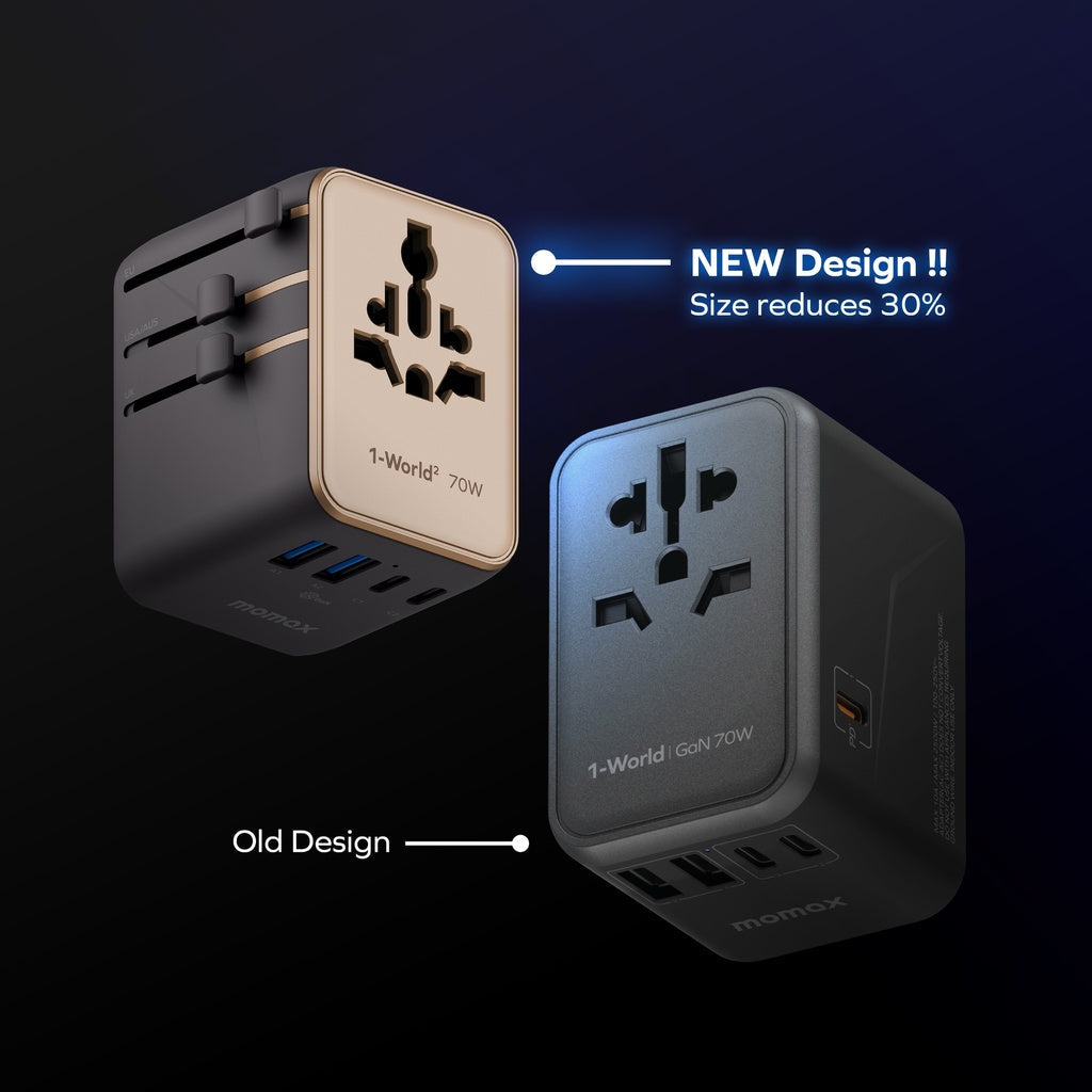 MOMAX 1-WORLD2 GAN 70W 5-PORT USB-C AC TRAVEL ADAPTOR MOMAX 1-WORLD2 GAN 70W 5-PORT USB-C AC TRAVEL ADAPTOR