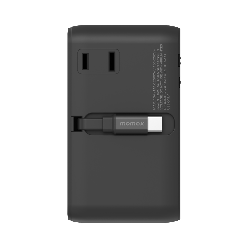 MOMAX 1-WORLD2+ 100W 4 PORT DUAL AC TRAVEL ADAPTOR WITH BUILT-IN CABLE MOMAX 1-WORLD2+ 100W 4 PORT DUAL AC TRAVEL ADAPTOR WITH BUILT-IN CABLE