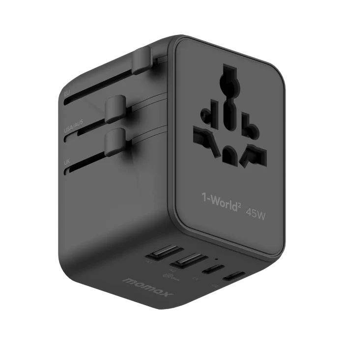 MOMAX 1-WORLD2 45W 5 PORT DUAL AC TRAVEL ADAPTOR