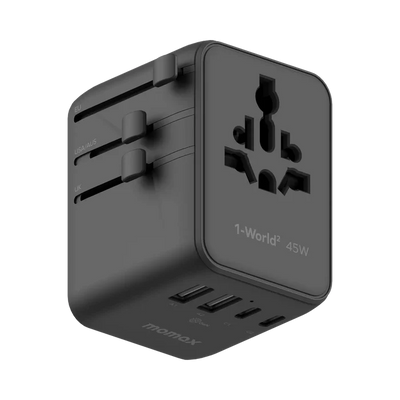 MOMAX 1-WORLD2 45W 5 PORT DUAL AC TRAVEL ADAPTOR