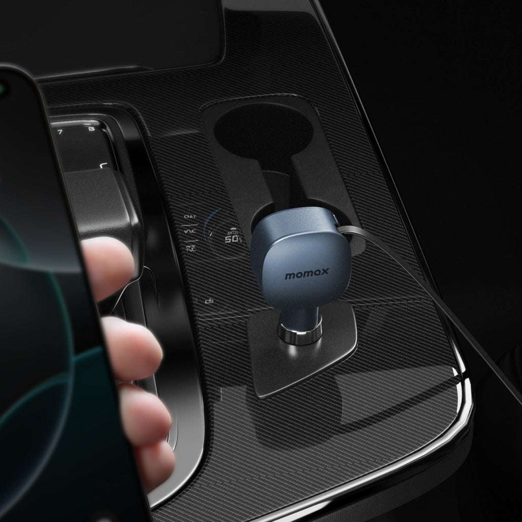 MOMAX 1-MOVE+ 60W 2-PORT CAR CHARGER WITH BUILT-IN RETRACTABLE CABLE MOMAX 1-MOVE+ 60W 2-PORT CAR CHARGER WITH BUILT-IN RETRACTABLE CABLE