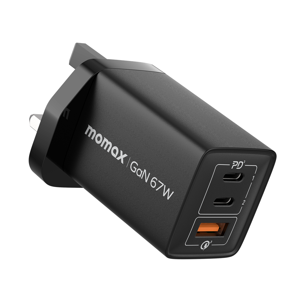 MOMAX ONEPLUG 67W 3 PORT GAN WALL CHARGER MOMAX ONEPLUG 67W 3 PORT GAN WALL CHARGER