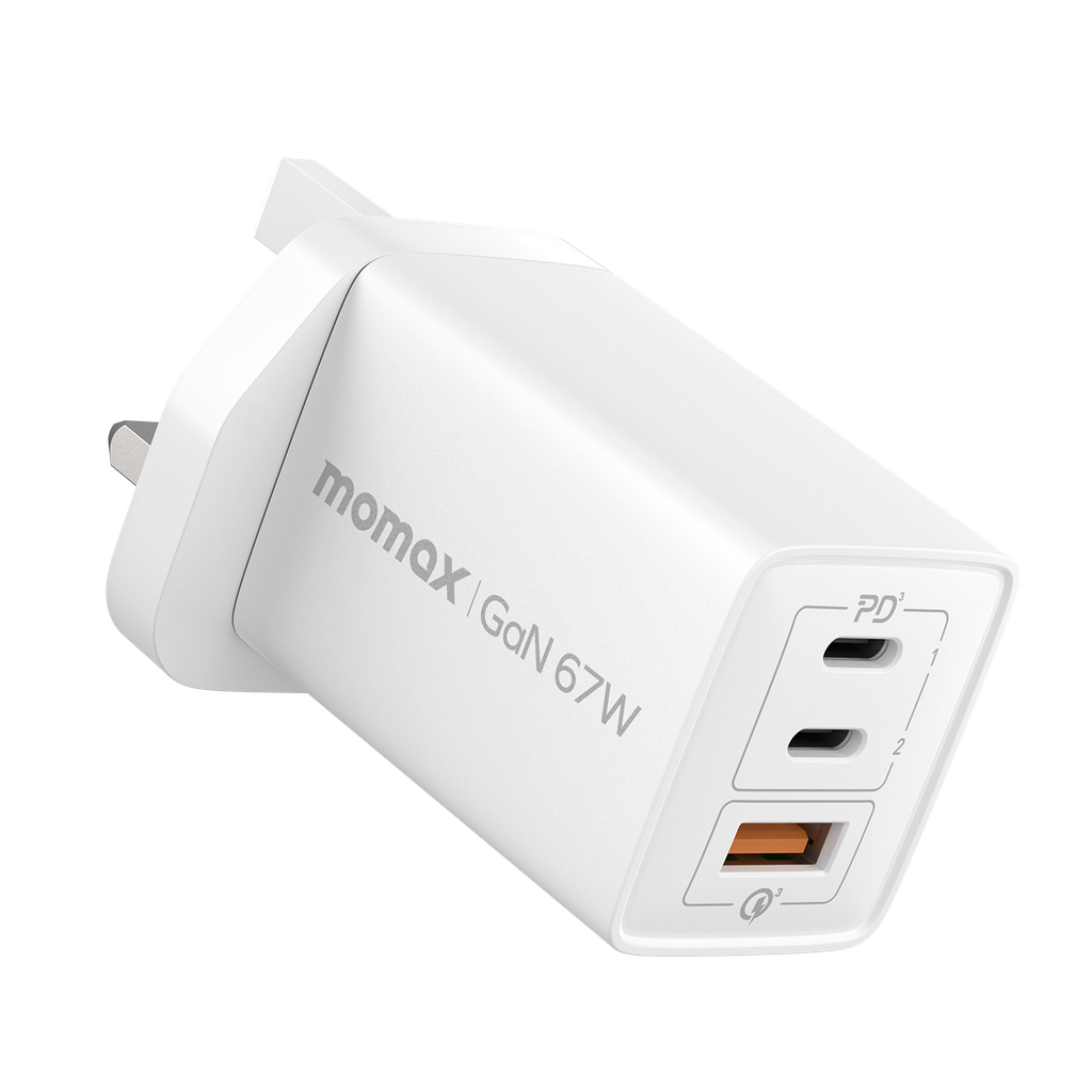 MOMAX ONEPLUG 67W 3 PORT GAN WALL CHARGER MOMAX ONEPLUG 67W 3 PORT GAN WALL CHARGER