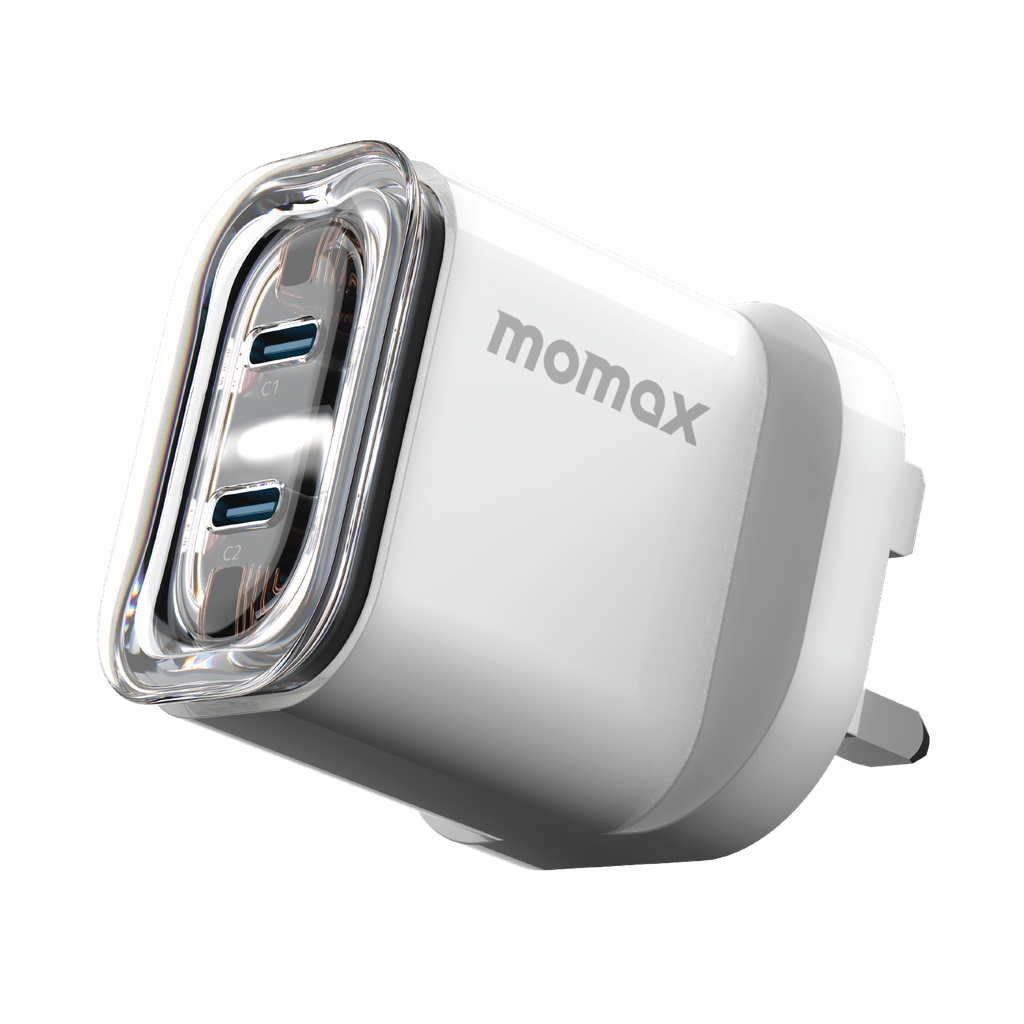 MOMAX 1-CHARGER FLOW PD 35W 2 PORTS GAN WALL CHARGER MOMAX 1-CHARGER FLOW PD 35W 2 PORTS GAN WALL CHARGER