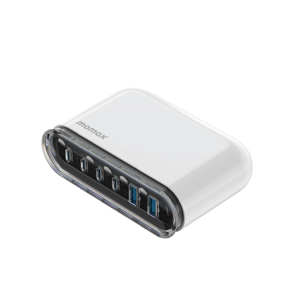MOMAX 1-CHARGER FLOW PLUS PD 120W 6 PORTS GAN DESKTOP CHARGER MOMAX 1-CHARGER FLOW PLUS PD 120W 6 PORTS GAN DESKTOP CHARGER