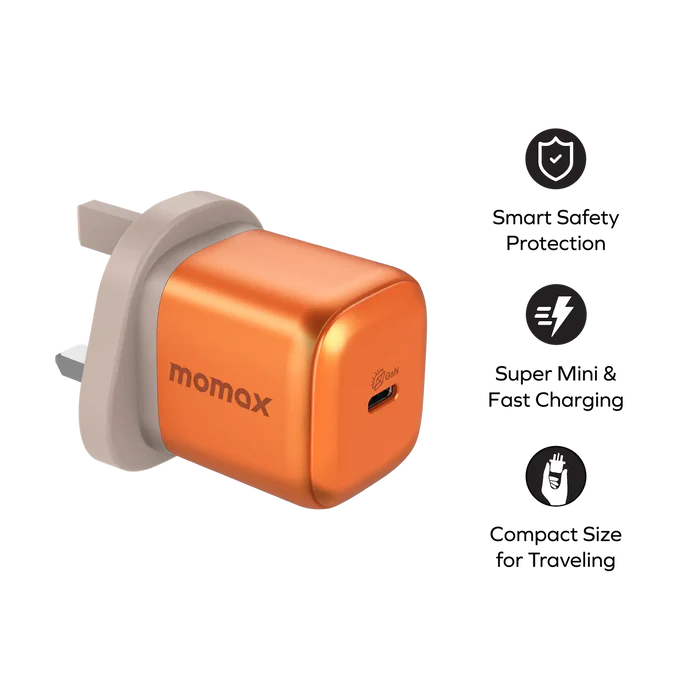 MOMAX 1-CHARGE 45W 1-PORT GAN CHARGER 1X USB-C - ORANGE