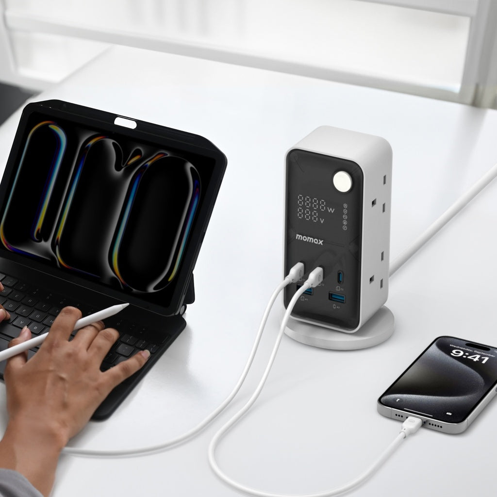 Momax 1-charge Work Flow 6-outlet Digital Display Power Tower With Usb