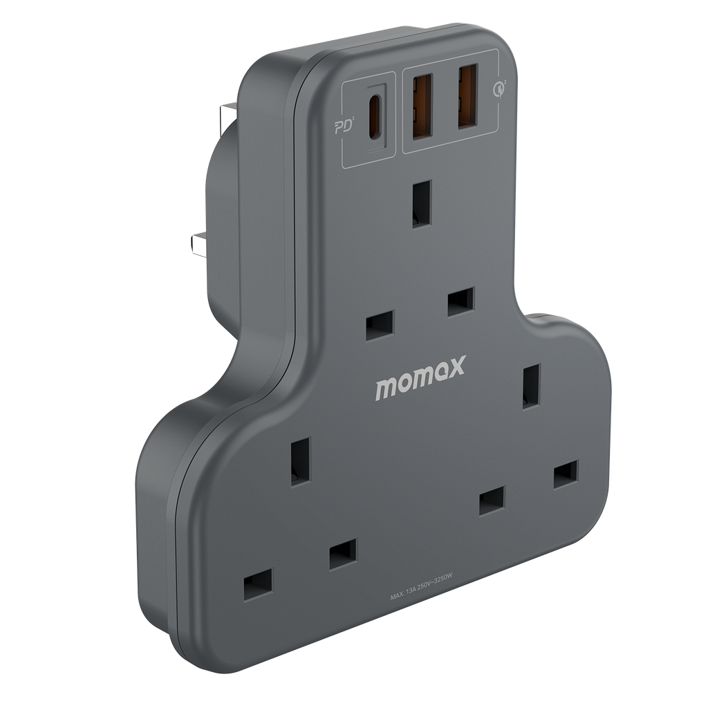 MOMAX ONEPLUG 3 OUTLET T-SHAPED EXTENSION SOCKET WITH USB MOMAX ONEPLUG 3 OUTLET T-SHAPED EXTENSION SOCKET WITH USB