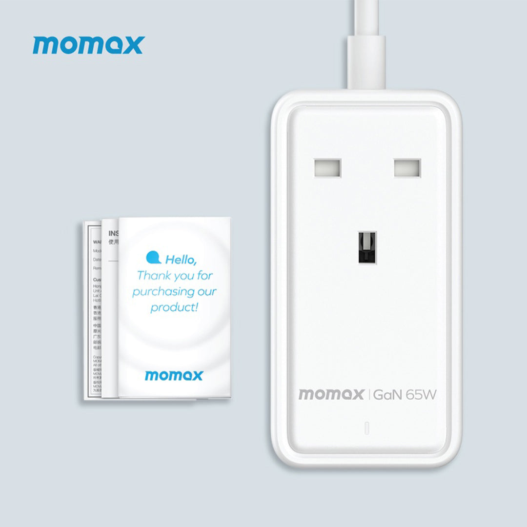 MOMAX ONEPLUG 65W GAN EXTENSION CORD WITH USB MOMAX ONEPLUG 65W GAN EXTENSION CORD WITH USB