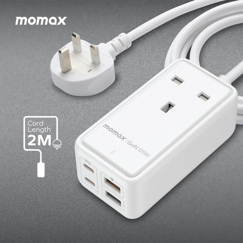 MOMAX ONEPLUG 65W GAN EXTENSION CORD WITH USB - www.bestbuytech.com.