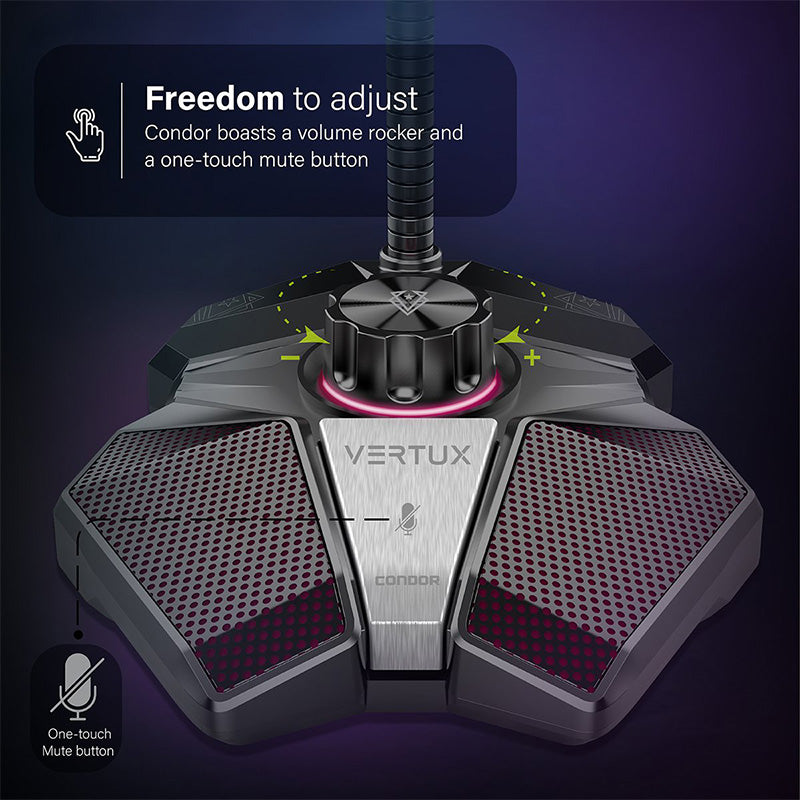 Vertux Condor High Sensitivity Omni-Directional Gaming Microphone With Volume Control alamat.me