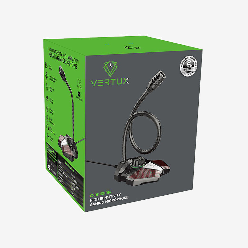 Vertux Condor High Sensitivity Omni-Directional Gaming Microphone With Volume Control alamat.me