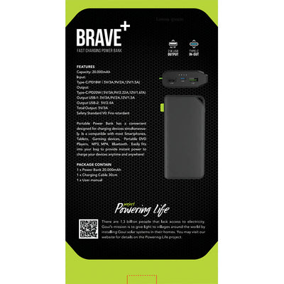 Goui Brave 20 - Power Bank 20.000mAh, 5V/2.4A - Black - Best Buy Tech