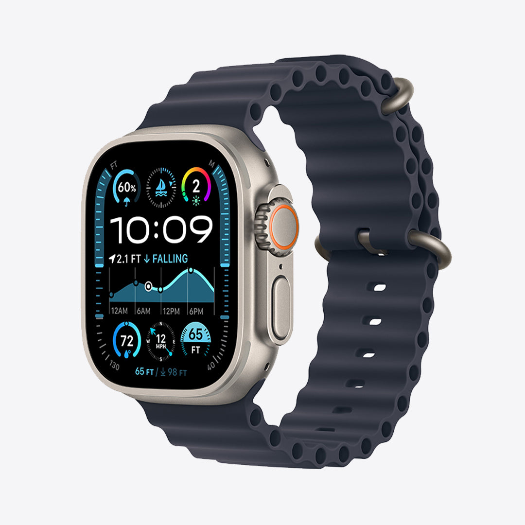 Apple Watch Ultra 2 GPS + Cellular | 49mm | Natural Titanium | Ocean Band | Navy - Best Buy Tech