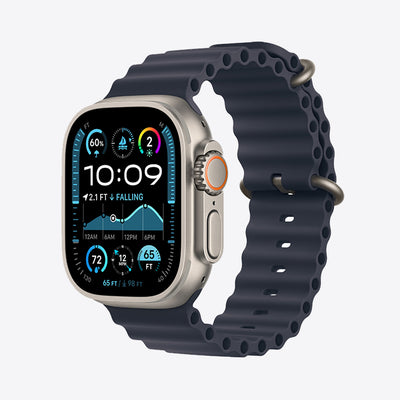 Apple Watch Ultra 2 GPS + Cellular | 49mm | Natural Titanium | Ocean Band | Navy - Best Buy Tech