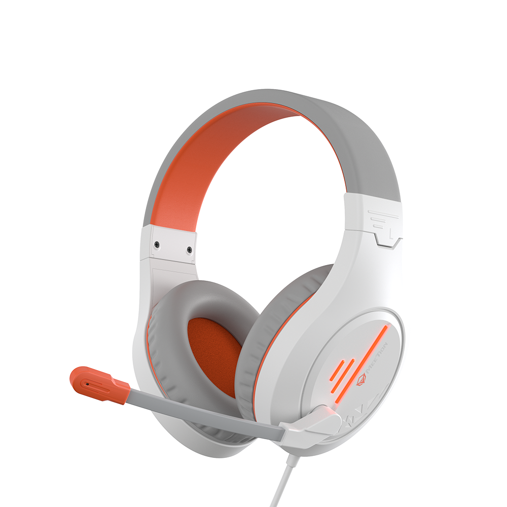Meetion MT-HP021 Stereo Gaming Headset | White Orange | Backlit