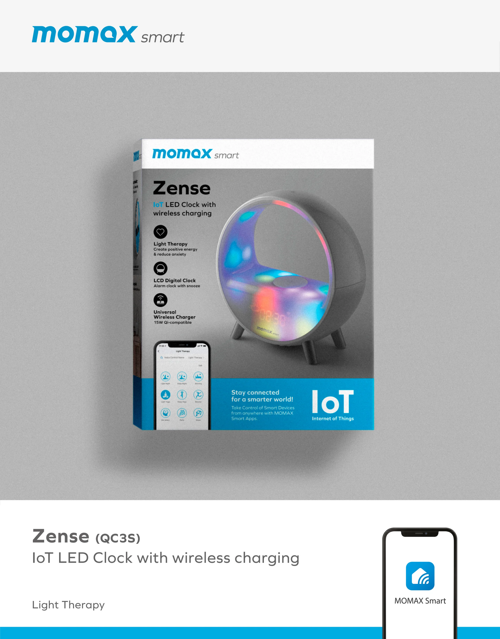 Momax Zense IoT Ambient light with Wireless Charging Momax Zense IoT Ambient light with Wireless Charging