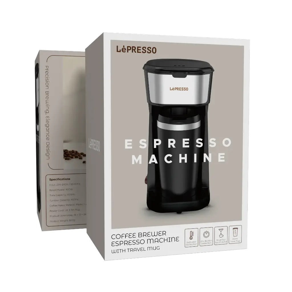 LePresso 450W Black Coffee Machine for Home and Office