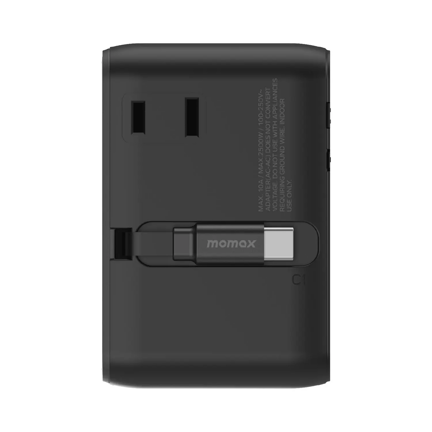 Travel Adapter with Built-In Retractable Cable