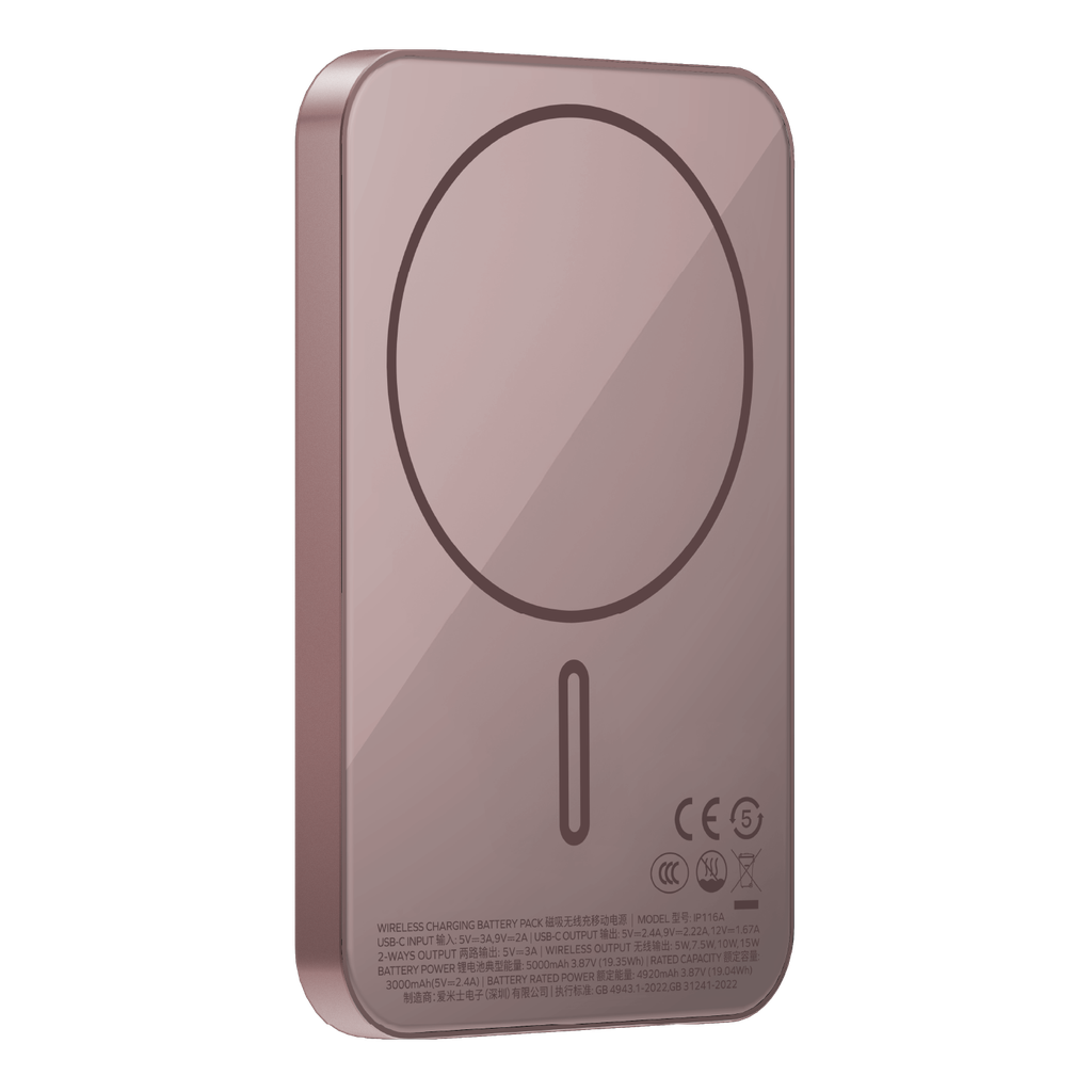 بنك طاقة لاسلكي فائق النحافة بتقنية ماج سيف من موماكس كيو ماج إكس، بسعة 5000 مللي أمبير، من الجيل الثاني، بقوة 15 واط