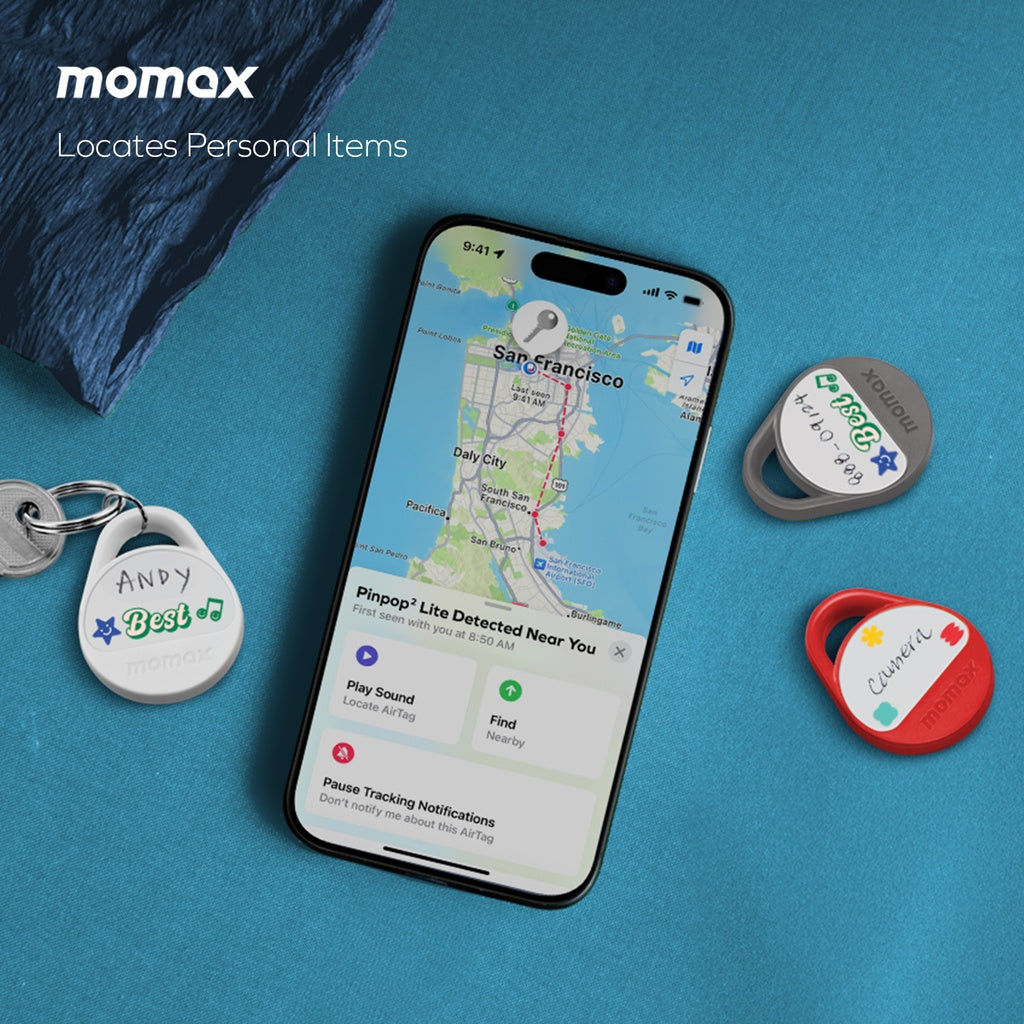 Momax Pinpop² Lite Find My Tracker Compatible With Apple Find My & Android Find My Devices