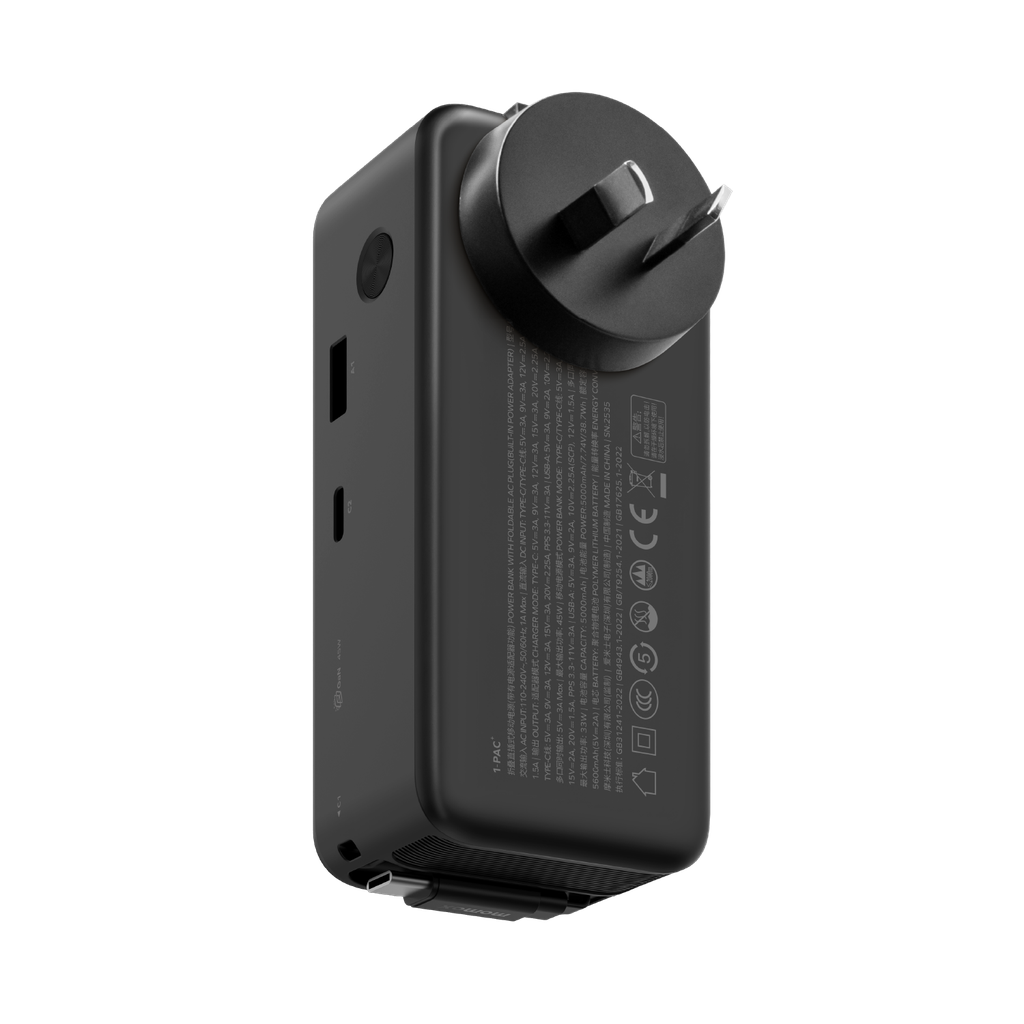 Momax 1-pac⁺10000mah 3in1 Hybrid Gan Battery Pack With Built-in Retractable Cable